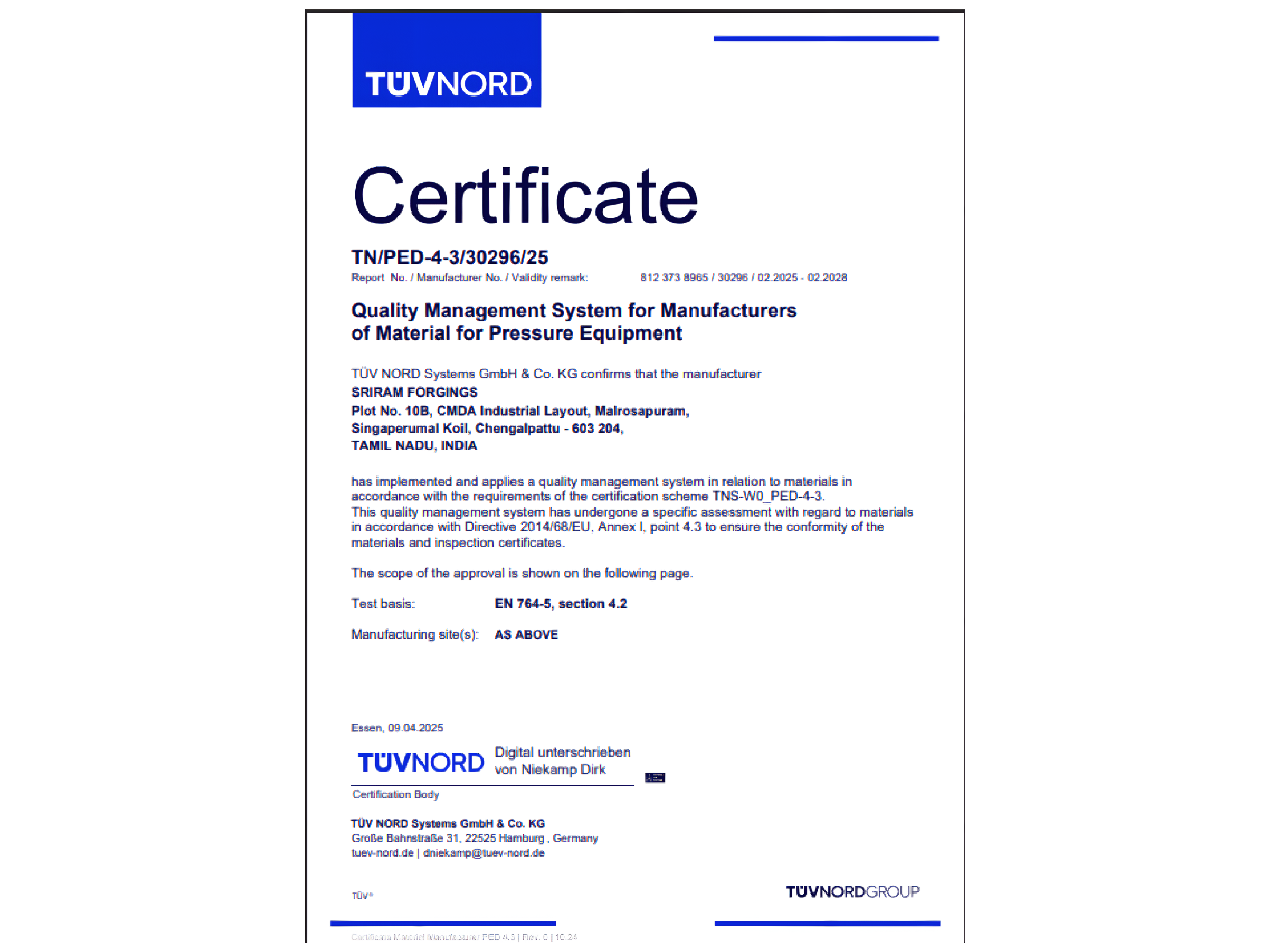 ISO Certificate